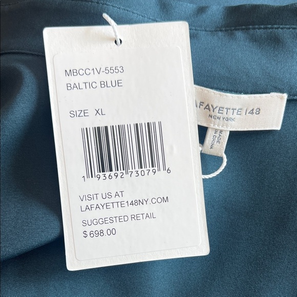 Lafayette 148 New York Teal Button Down Shirt - Picture 6 of 7